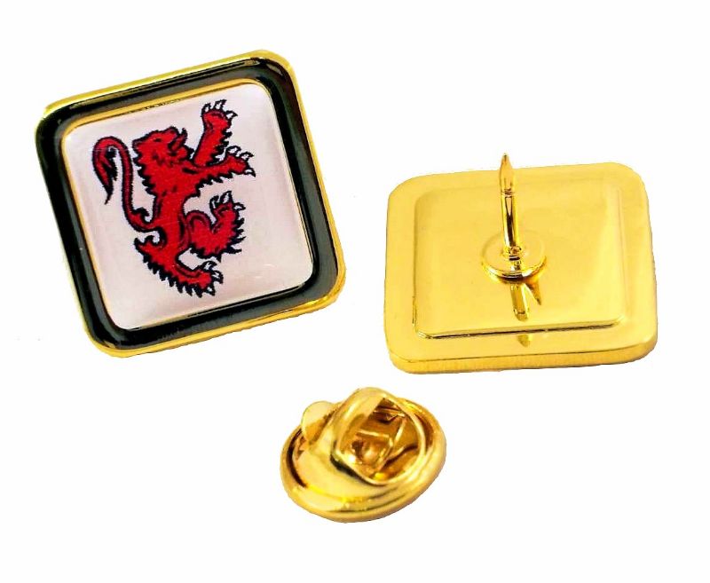 Superior Badge 16mm square gold clutch and printed dome